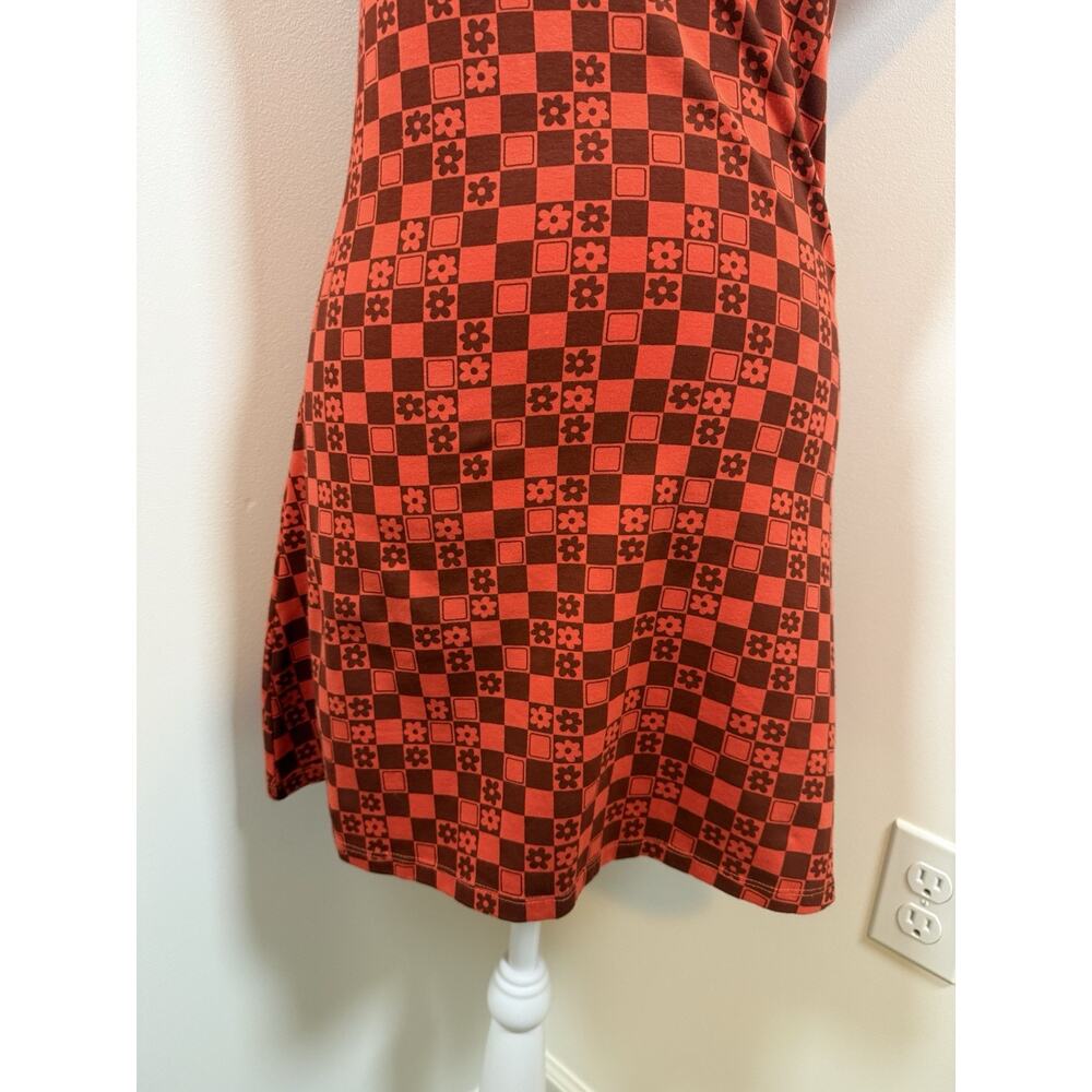 Urban Outfitters Women’s Medium Polo Dress Skater Geometric Floral Red Funky 70s - Picture 7 of 9